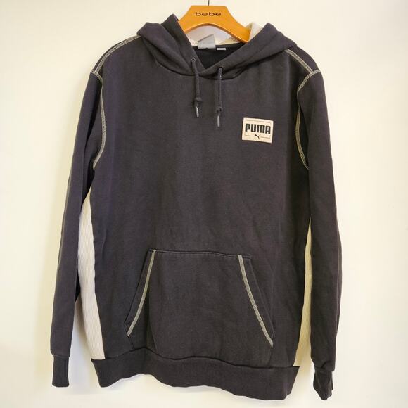 Puma Dark Gray and Tan Pull Over Hoodie Size L Men's Sweatshirt Casual Normcore - Picture 1 of 9